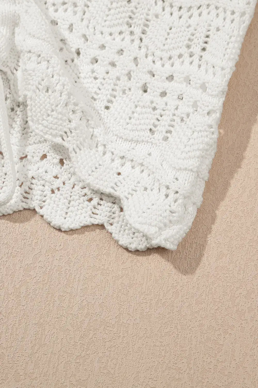 Hollowed Knit V Neck Drawstring Sweater Vest - Trendsi - Flyclothing LLC