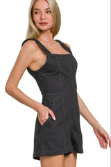 Zenana Tie Back Romper - Trendsi - Flyclothing LLC