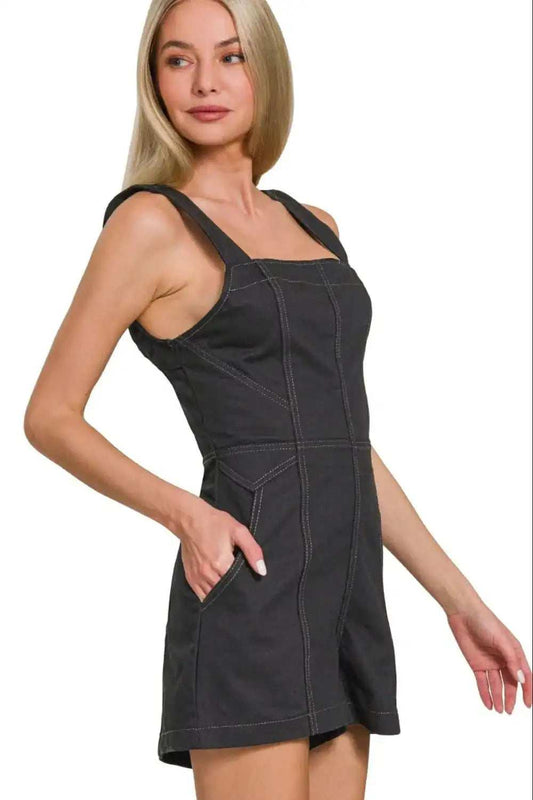 Zenana Tie Back Romper - Trendsi - Flyclothing LLC