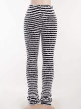 Striped Fuzzy Textured Knit Pants - Trendsi - Flyclothing LLC