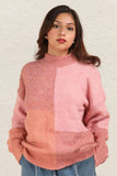 VERY J Color Block Mock Neck Drop Shoulder Sweater - Trendsi