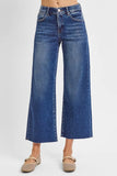 RISEN Raw Hem Wide Leg Cropped Jeans - Trendsi