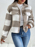 Decorative Pocket Flap Plaid Long Sleeve Jacket - Trendsi - Flyclothing LLC