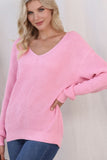 V-Neck Drop Shoulder Sweater - Trendsi