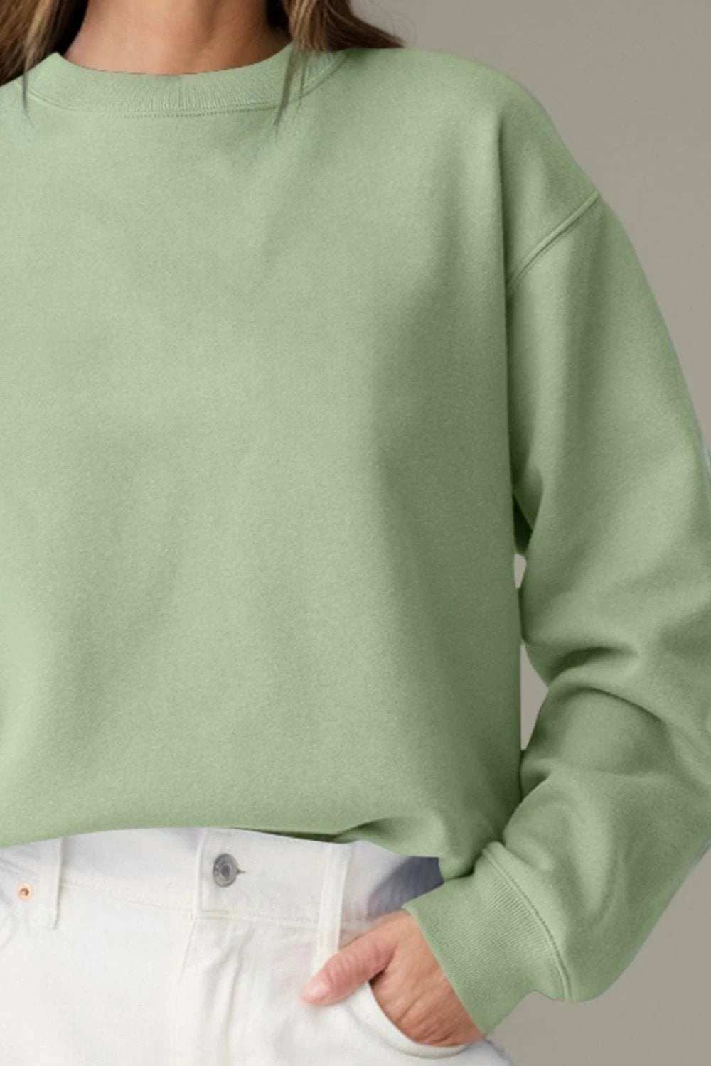 Round Neck Long Sleeve Sweatshirt - Trendsi - Flyclothing LLC