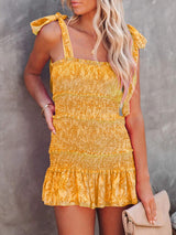 Smocked Wide Strap Mini Cami Dress - Trendsi - Flyclothing LLC