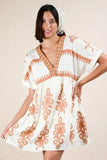 VERY J Printed V-Neck Woven Mini Dress - Trendsi