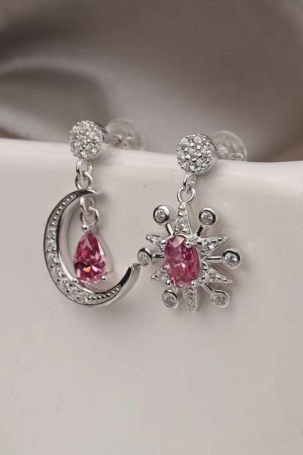 2 Carat Moissanite 925 Sterling Silver Moon & Star Earrings - Trendsi - Flyclothing LLC