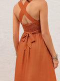 Crisscross Back Smocked Square Neck Maxi Dress - Trendsi