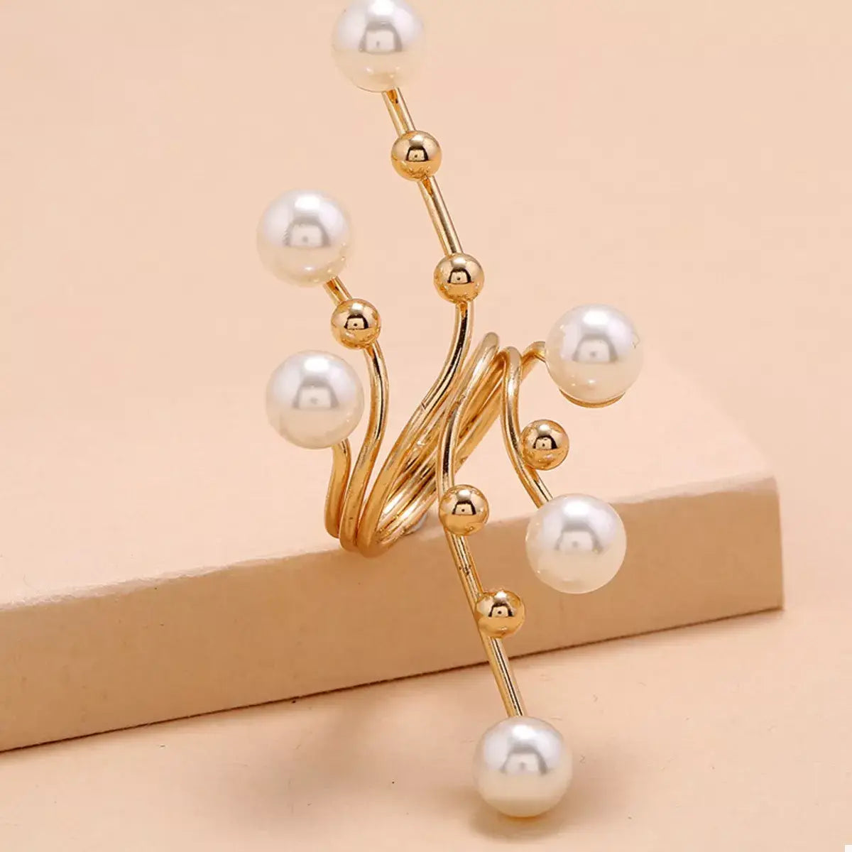 Alloy Pearl Bypass Ring - Trendsi - Flyclothing LLC
