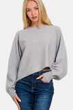 Zenana Asymmetric Hem Long Sleeve Sweater - Trendsi - Flyclothing LLC