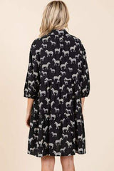 Mittoshop Zebra Print Button Down Shirt Mini Dress - Trendsi - Flyclothing LLC