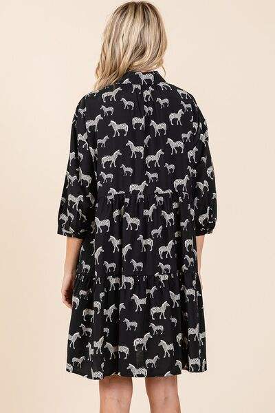 Mittoshop Zebra Print Button Down Shirt Mini Dress - Trendsi - Flyclothing LLC
