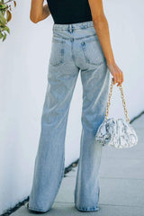 Side Slit Jeans with Pockets - Trendsi - Flyclothing LLC