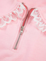 Peter Pan Lace Embellished Neck Sweatshirt and Skirt Two Piece Set - Trendsi - Flyclothing LLC