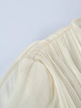 Metallic Sheen Blouse with Tie Detail - Trendsi - Flyclothing LLC
