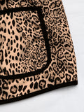 Perfee Leopard Open Front Long Sleeve Jacket - Trendsi