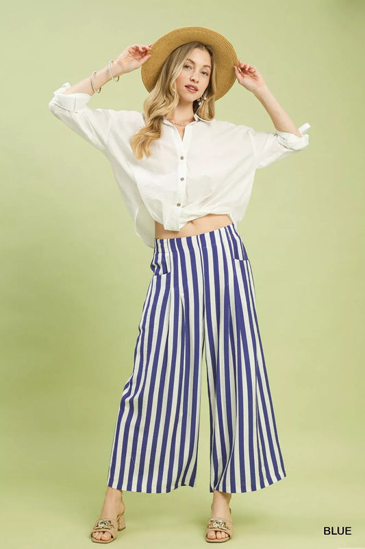 Umgee Vertical Stripe Wide Leg Pants - Trendsi - Flyclothing LLC