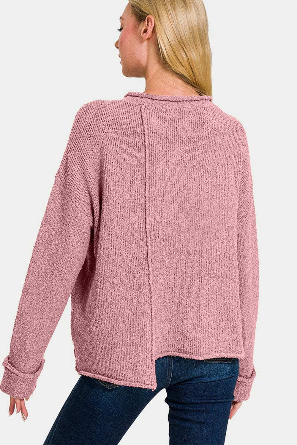 Zenana Asymmetric Hem Drop Shoulder Sweater - Trendsi - Flyclothing LLC