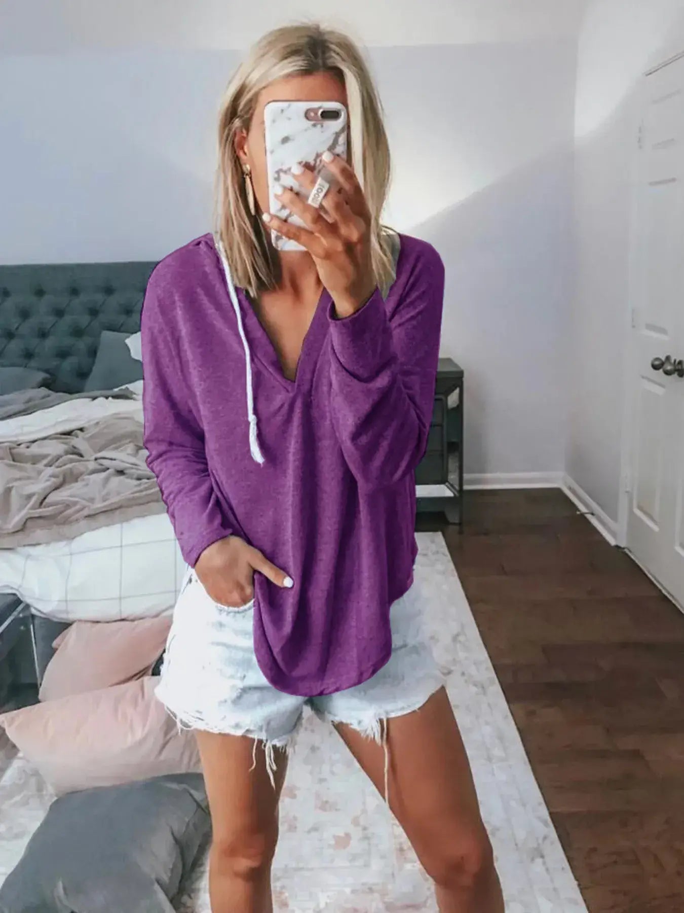 Full Size Drawstring Long Sleeve Hoodie Plus Size - Trendsi - Flyclothing LLC