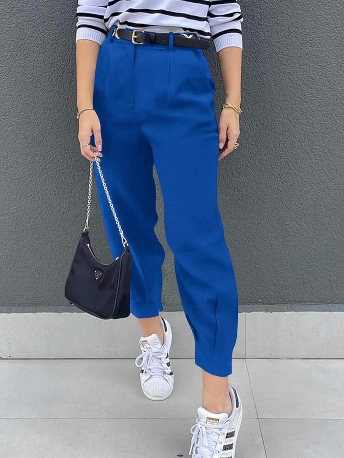 High Waist Cropped Pants - Trendsi - Flyclothing LLC