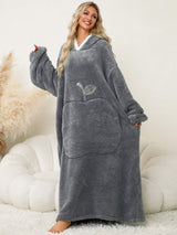 Pocketed Contrast Long Sleeve Hooded Lounge Dress - Trendsi - Flyclothing LLC