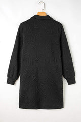 Texture Quarter Zip Long Sleeve Mini Dress - Trendsi - Flyclothing LLC