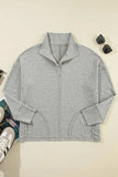 Collared Neck Long Sleeve Sweatshirt - Trendsi - Flyclothing LLC