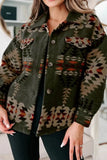 Pocketed Geometric Collared Neck Jacket - Trendsi