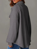 Textured Button Up Long Sleeve Shacket - Trendsi