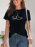 SMILE Round Neck Short Sleeve T-Shirt - Trendsi - Flyclothing LLC