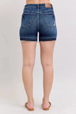 Judy Blue Full Size High Waist Tummy Control Destroy Release Hem Denim Shorts Plus Size - Trendsi