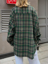 Pocketed Plaid Button Up Shacket - Trendsi - Flyclothing LLC