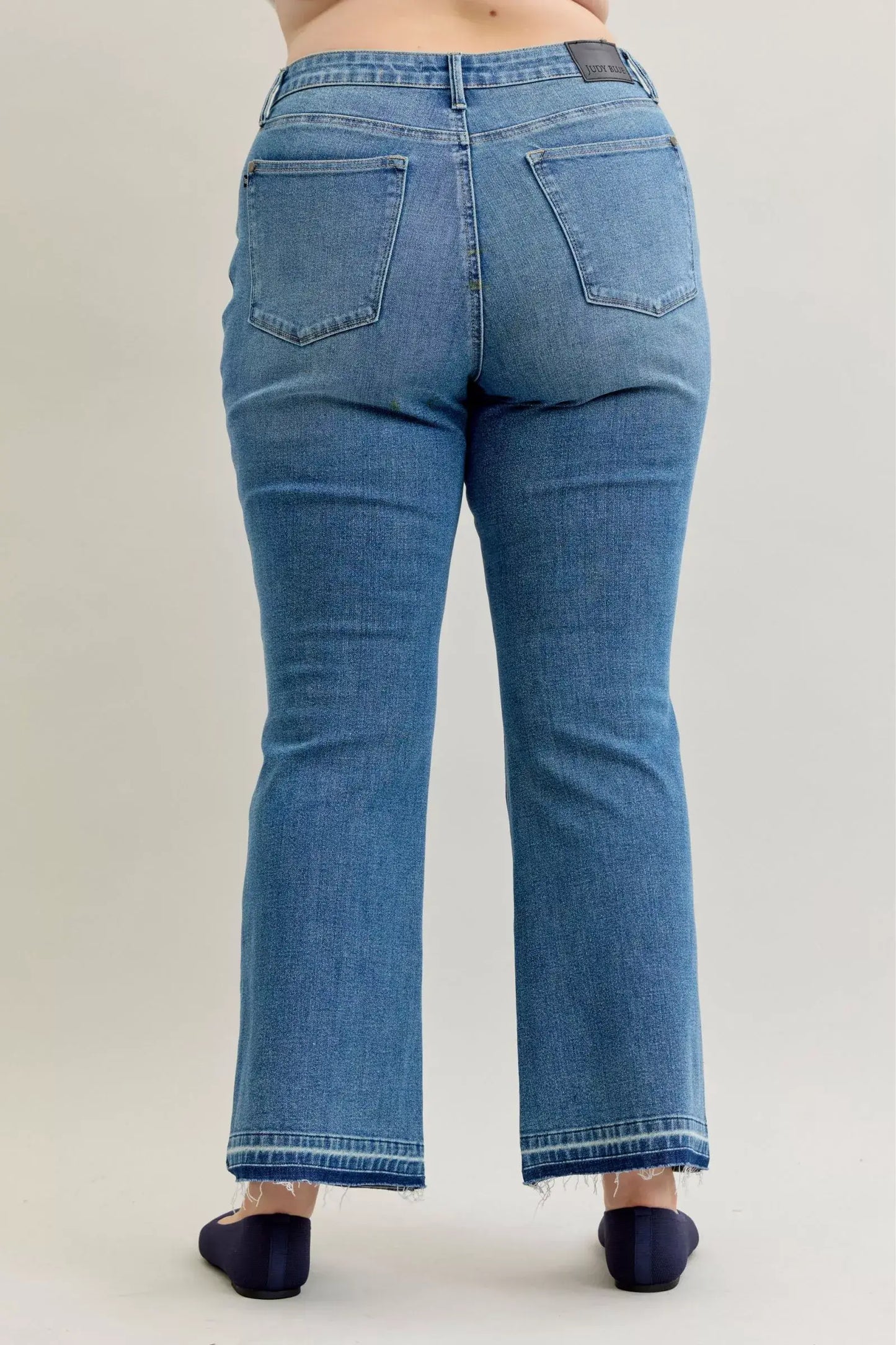 Judy Blue Full Size Mid Rise Slim Bootcut Tummy Control Release Hem Jeans Plus Size - Trendsi - Flyclothing LLC
