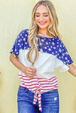 And The Why American Flag Print Tie Knot Front Casual Top - Trendsi