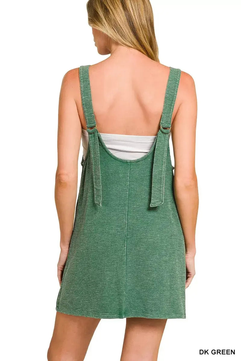 Zenana Washed Slub Adjustable Strap Overall Dress - Trendsi - Flyclothing LLC