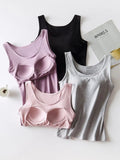 Round Neck Tank with Bra - Trendsi