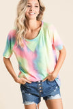 BiBi Tie Dye French Terry Print Top - Trendsi - Flyclothing LLC