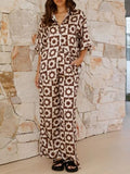 Printed Collared Neck Top and Pants Set - Trendsi
