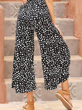 Perfee Slit Polka Dot Wide Leg Pants - Trendsi