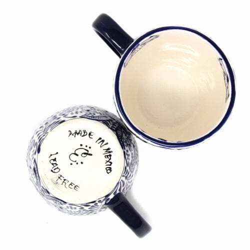 Rounded Mugs - Blue Flowers Pattern, Set of Two - Encantada - Encantada - Flyclothing LLC