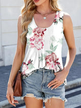 Printed Scoop Neck Wide Strap Tank - Trendsi - Flyclothing LLC