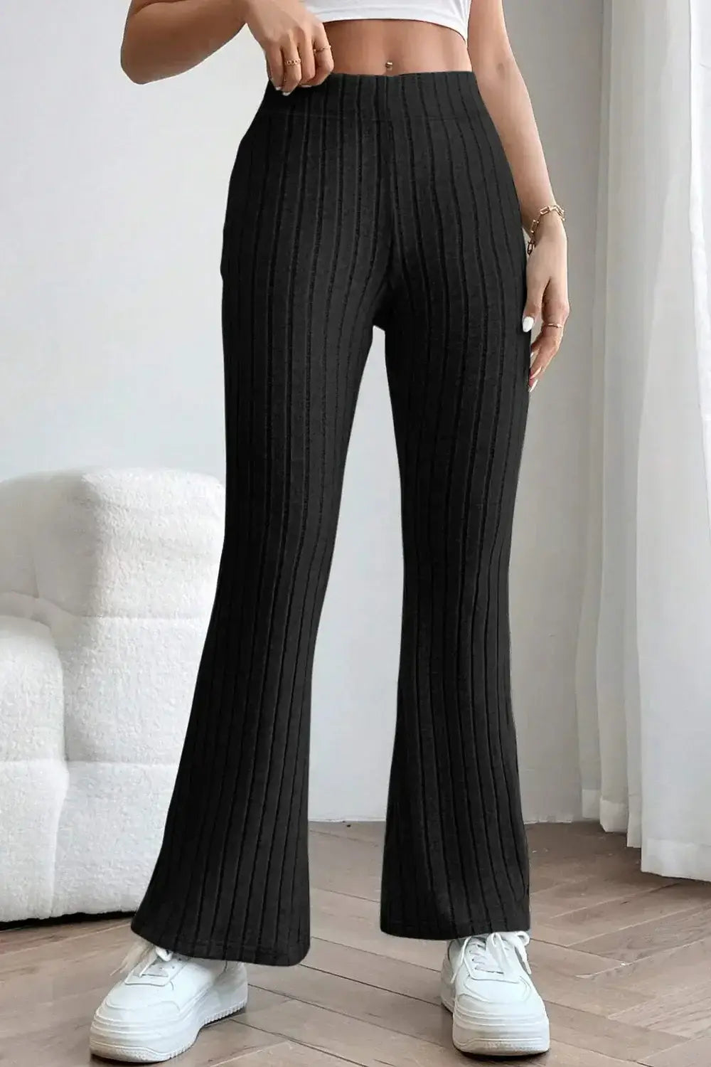Basic Bae Full Size Ribbed High Waist Flare Pants - ShopBasicbae - Flyclothing LLC
