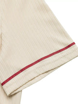 Striped Trim Short Sleeve Top - Trendsi - Flyclothing LLC