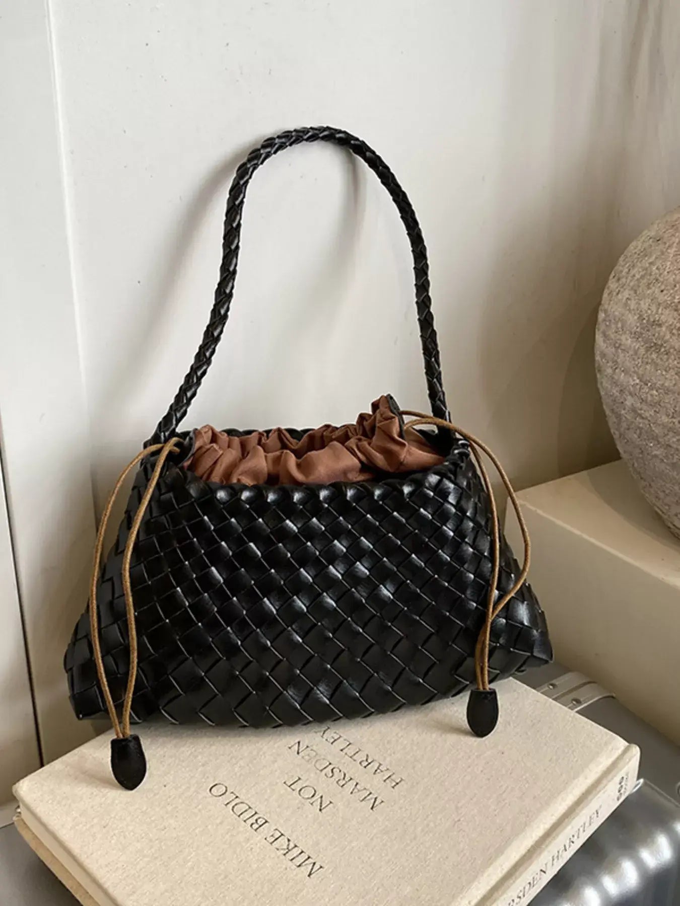 Drawstring Woven Shoulder Bag - Trendsi - Flyclothing LLC