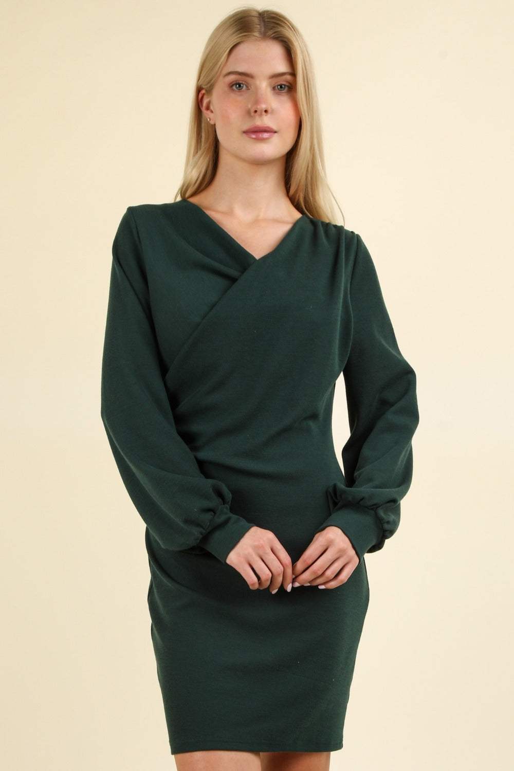 VERY J Ruched Detail Bodycon Mini Dress - Trendsi - Flyclothing LLC