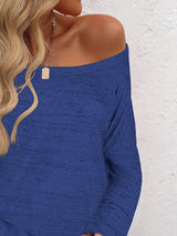Full Size Heathered Long Sleeve Top - Trendsi - Flyclothing LLC