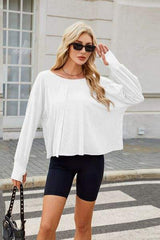 Cutout Back Round Neck Long Sleeve T-Shirt - Trendsi - Flyclothing LLC