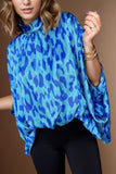 Printed Turtleneck Half Sleeve Blouse - Trendsi