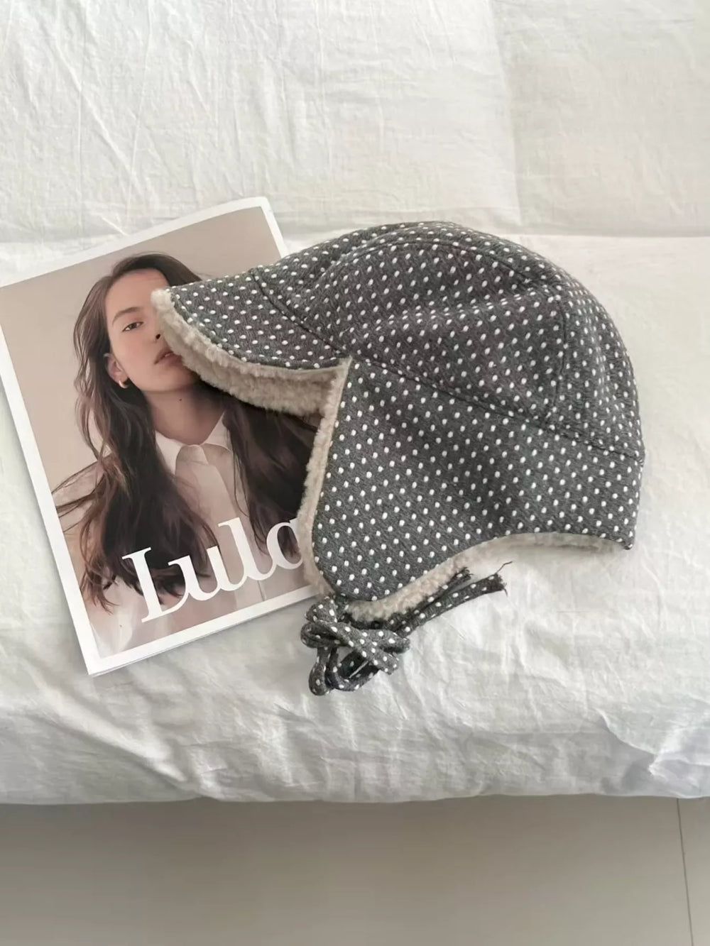 Polka Dot Fleece-Lined Hat - Trendsi - Flyclothing LLC